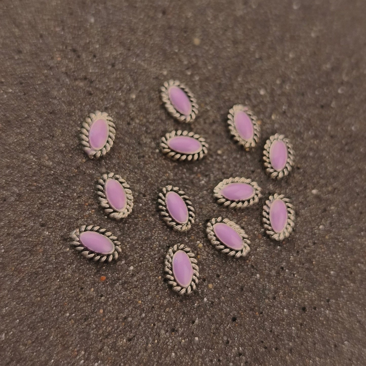 Mini oval purple silver 6x4mm