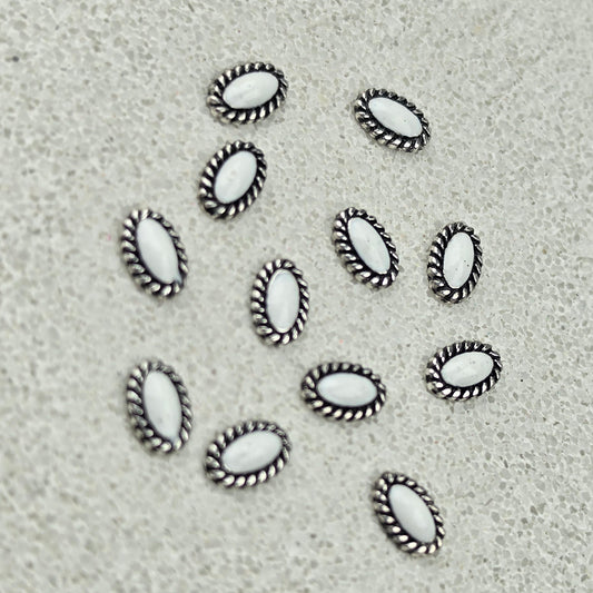 Mini oval blanc silver 6x4mm